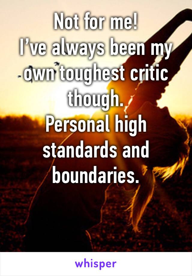 Not for me!
I’ve always been my own toughest critic though.
Personal high standards and boundaries.