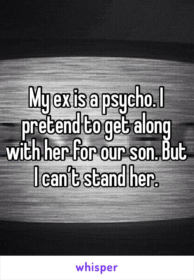 My ex is a psycho. I pretend to get along with her for our son. But I can’t stand her. 