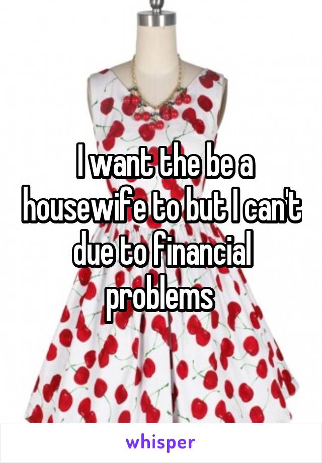  I want the be a housewife to but I can't due to financial problems 