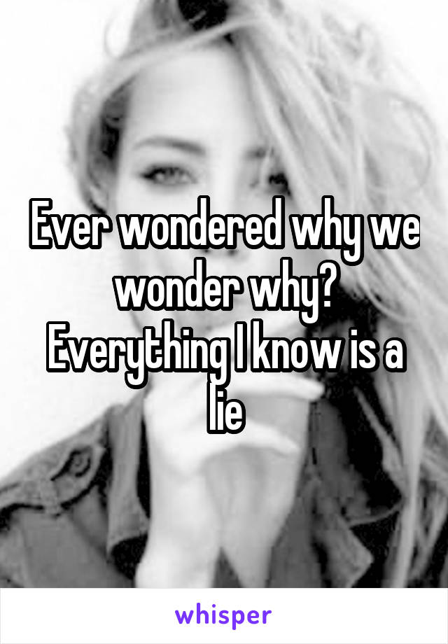 Ever wondered why we wonder why?
Everything I know is a lie