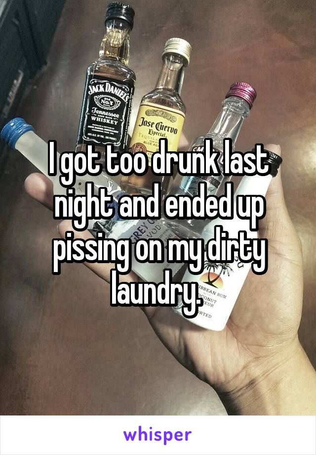 I got too drunk last night and ended up pissing on my dirty laundry. 