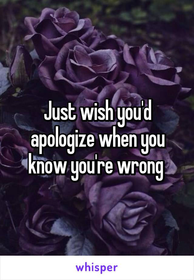 Just wish you'd apologize when you know you're wrong 