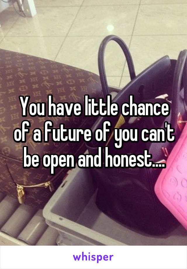 You have little chance of a future of you can't be open and honest....