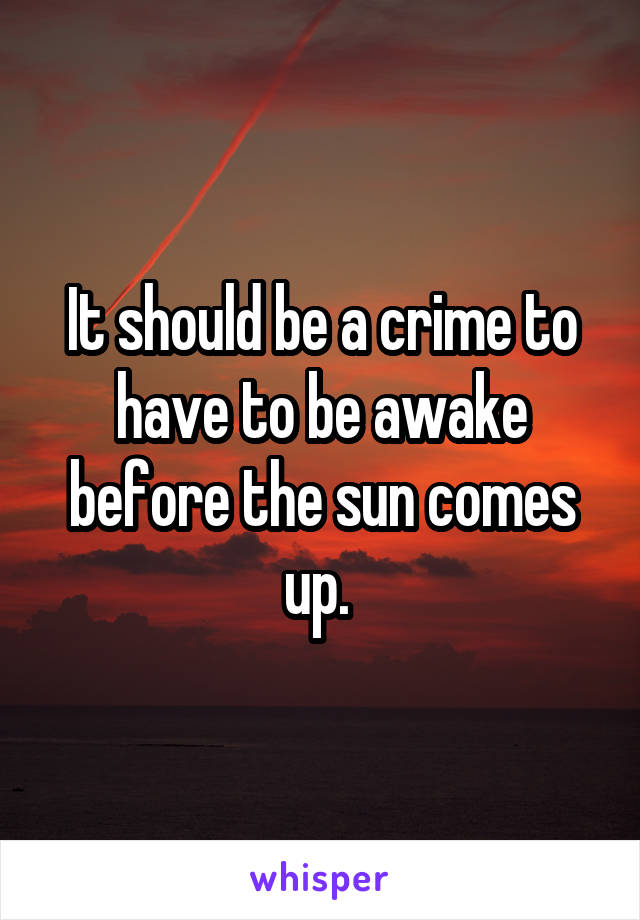 It should be a crime to have to be awake before the sun comes up. 