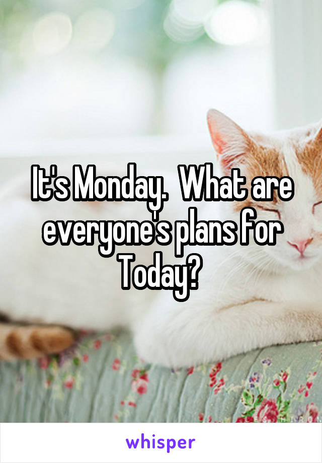 It's Monday.  What are everyone's plans for Today? 