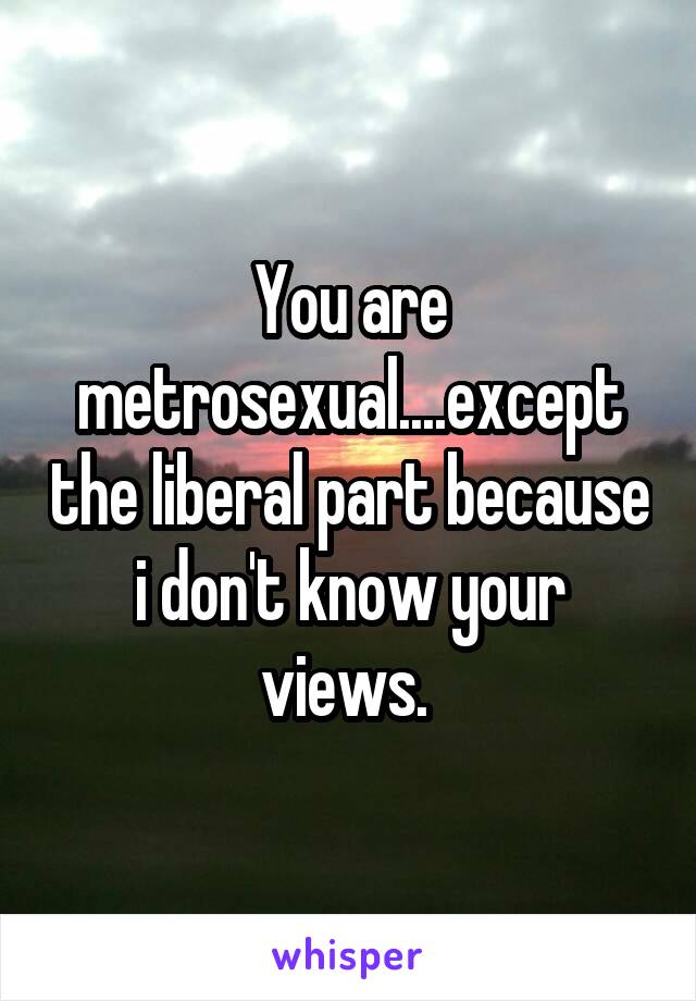 You are metrosexual....except the liberal part because i don't know your views. 