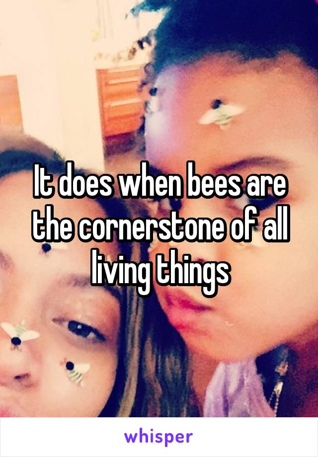 It does when bees are the cornerstone of all living things