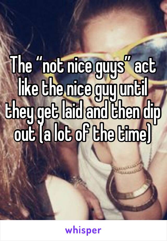 The “not nice guys” act like the nice guy until they get laid and then dip out (a lot of the time) 