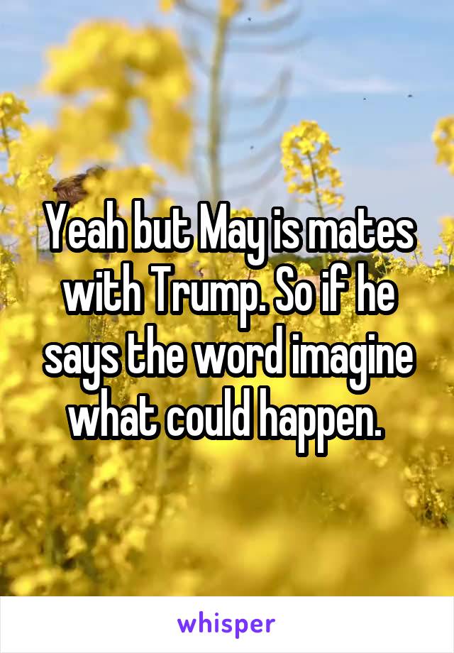 Yeah but May is mates with Trump. So if he says the word imagine what could happen. 