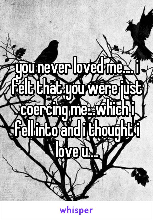 you never loved me.... i felt that you were just coercing me...which i fell into and i thought i love u....