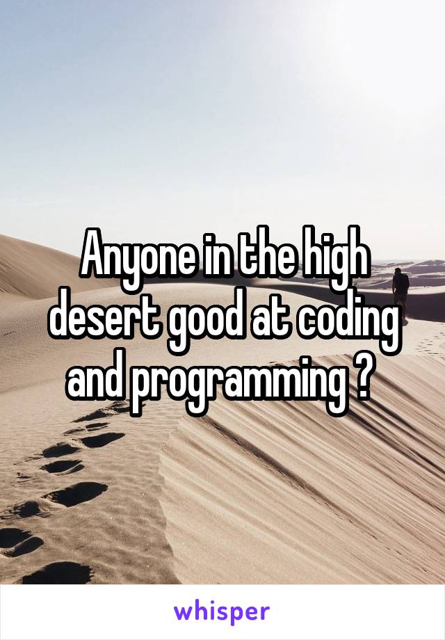 Anyone in the high desert good at coding and programming ? 