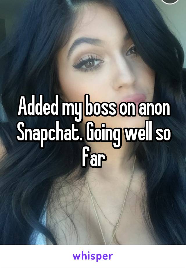 Added my boss on anon Snapchat. Going well so far