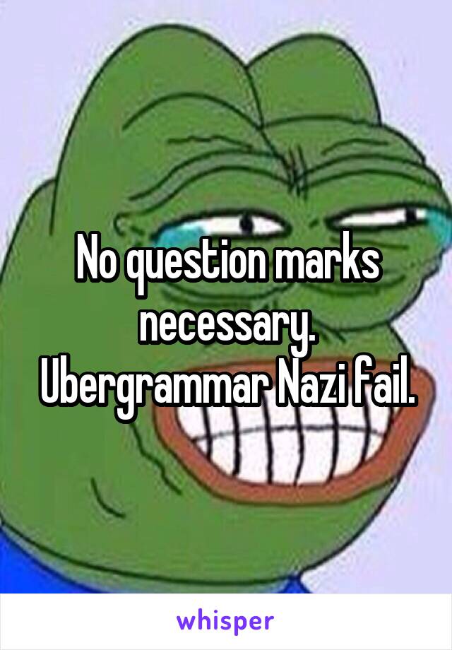No question marks necessary. Ubergrammar Nazi fail.