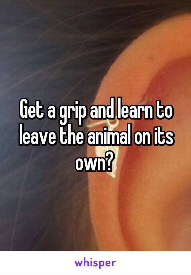Get a grip and learn to leave the animal on its own? 