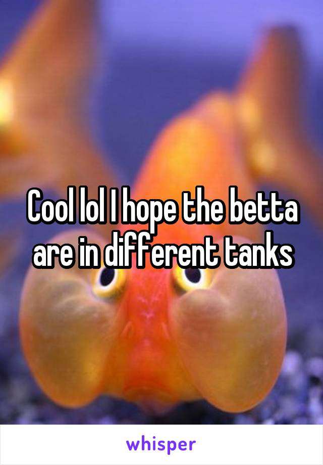 Cool lol I hope the betta are in different tanks