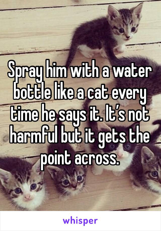 Spray him with a water bottle like a cat every time he says it. It’s not harmful but it gets the point across.