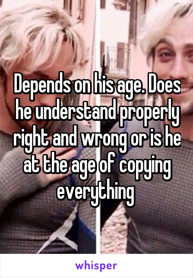 Depends on his age. Does he understand properly right and wrong or is he at the age of copying everything 