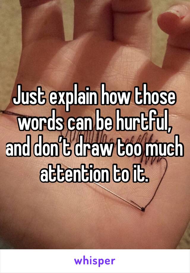 Just explain how those words can be hurtful, and don’t draw too much attention to it. 