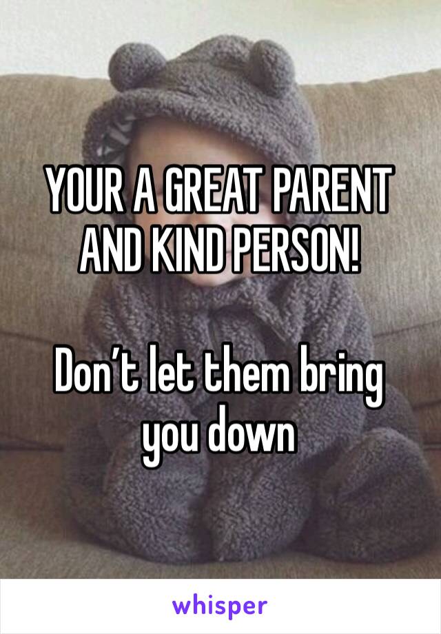 YOUR A GREAT PARENT AND KIND PERSON!

Don’t let them bring you down
