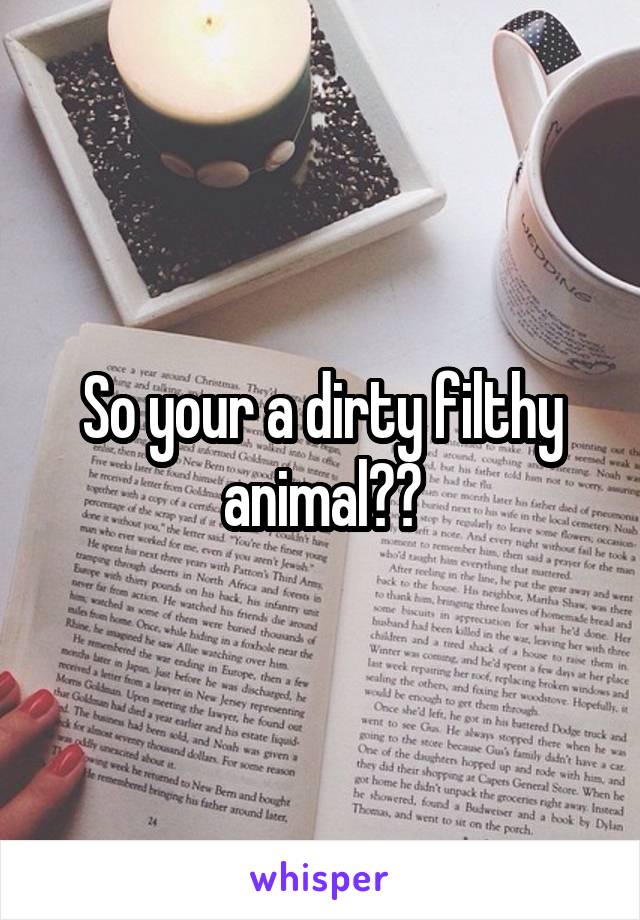 So your a dirty filthy animal??