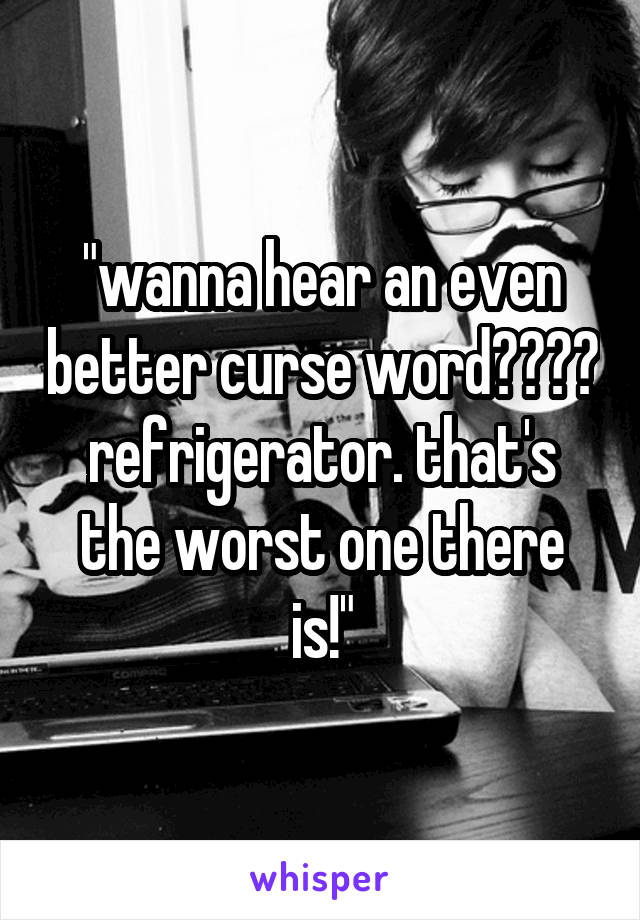 "wanna hear an even better curse word???? refrigerator. that's the worst one there is!"