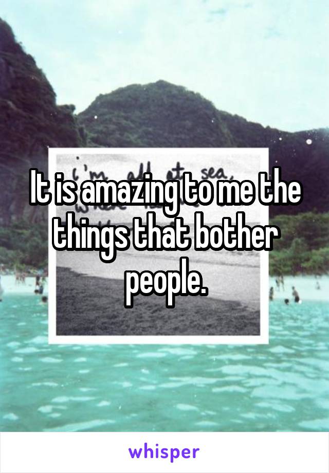 It is amazing to me the things that bother people.