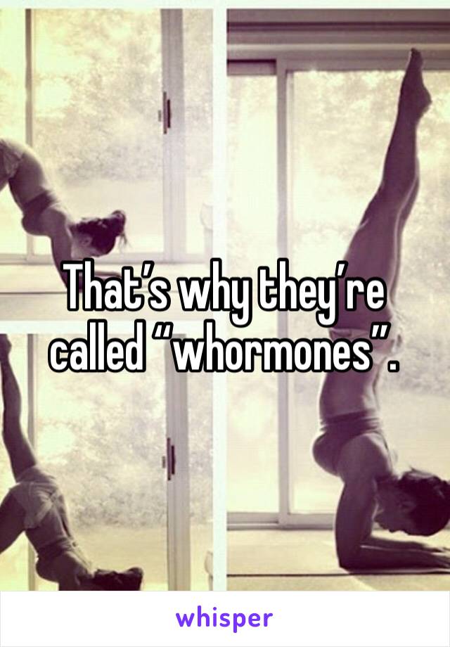 That’s why they’re called “whormones”. 