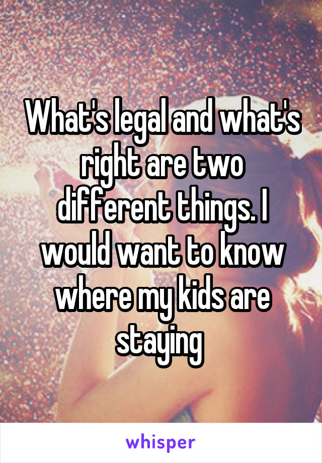 What's legal and what's right are two different things. I would want to know where my kids are staying 