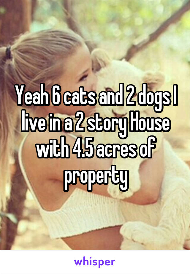 Yeah 6 cats and 2 dogs I live in a 2 story House with 4.5 acres of property