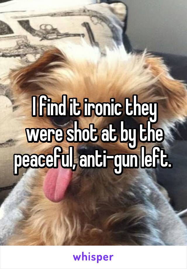 I find it ironic they were shot at by the peaceful, anti-gun left. 