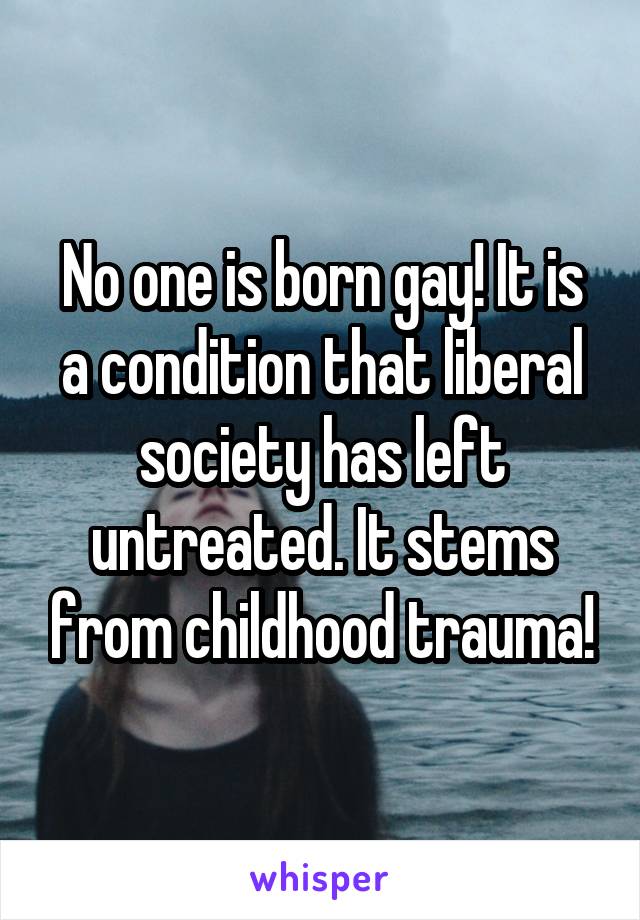 No one is born gay! It is a condition that liberal society has left untreated. It stems from childhood trauma!