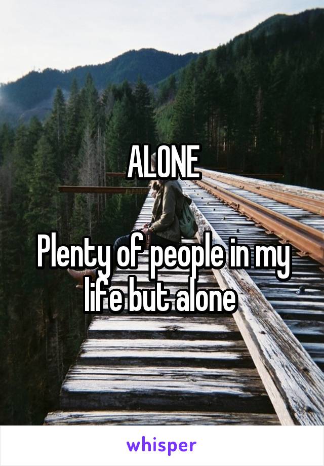 ALONE

Plenty of people in my life but alone 