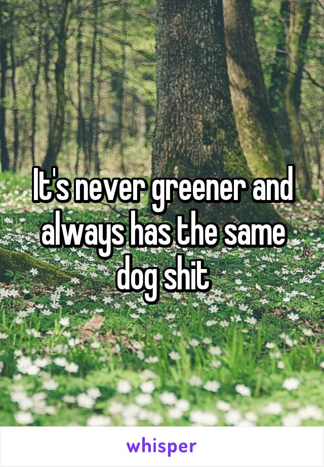 It's never greener and always has the same dog shit