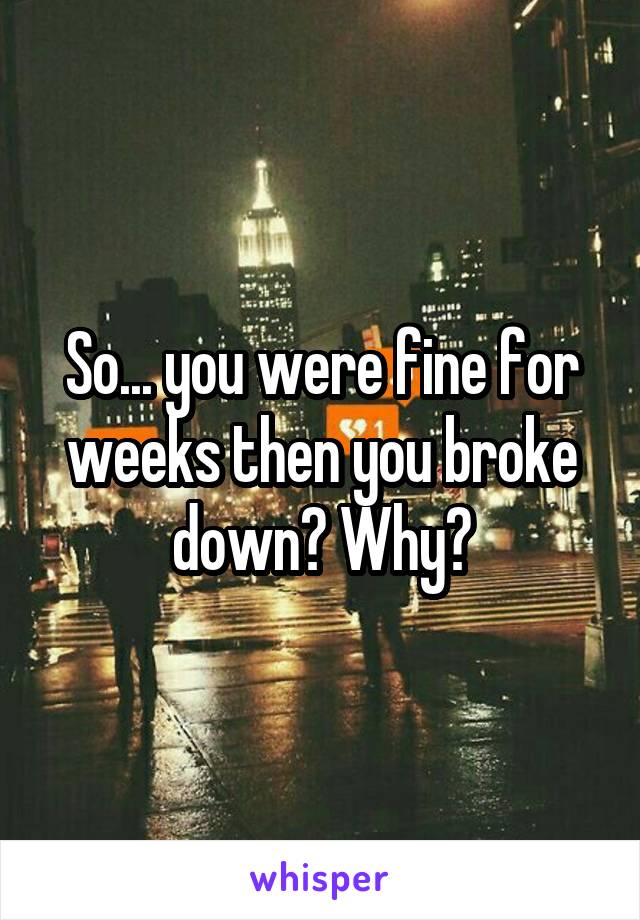 So... you were fine for weeks then you broke down? Why?
