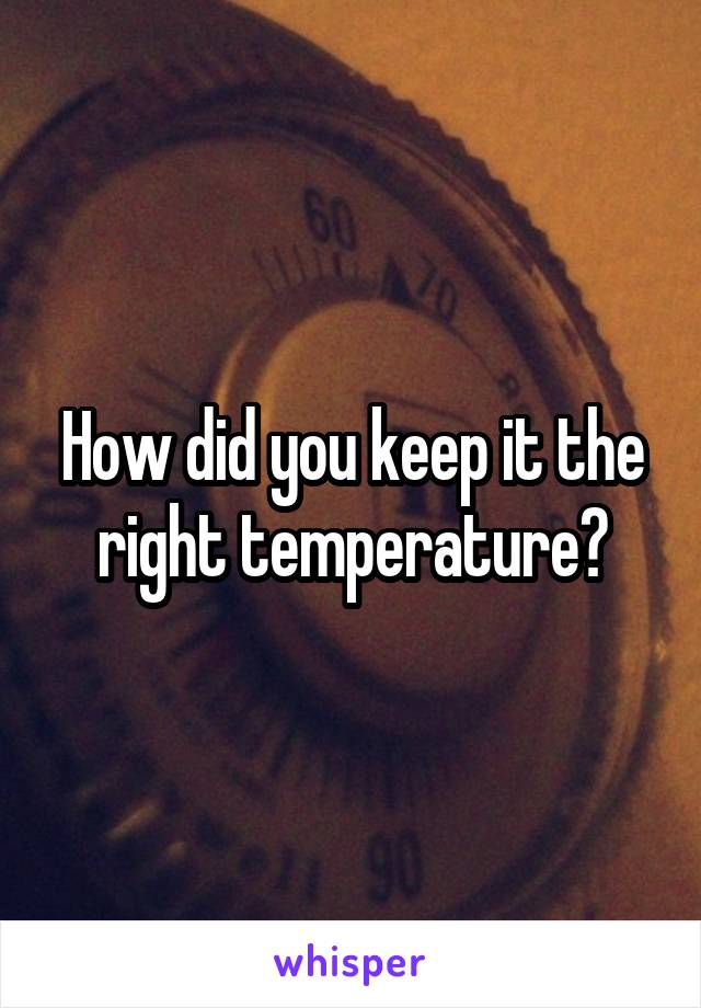 How did you keep it the right temperature?