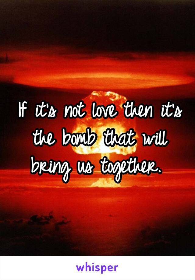 If it's not love then it's the bomb that will bring us together. 