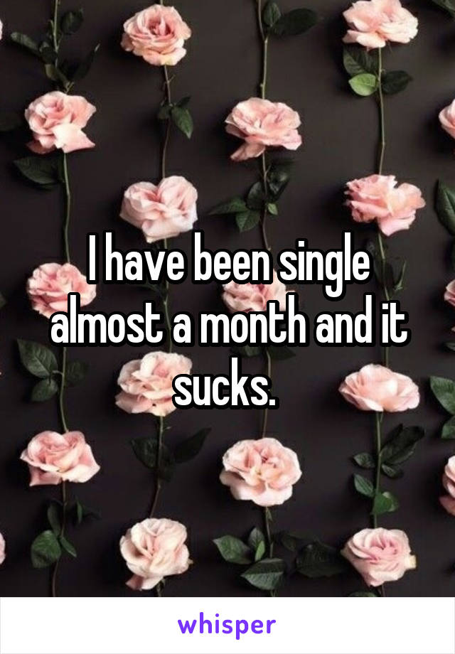I have been single almost a month and it sucks. 