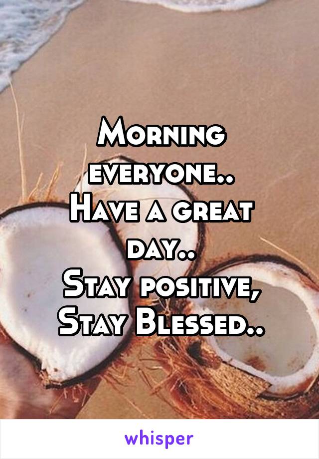 Morning everyone..
Have a great day..
Stay positive,
Stay Blessed..
