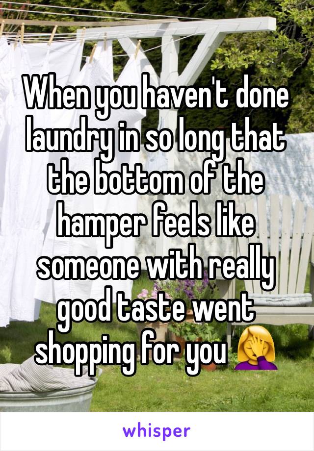 When you haven't done laundry in so long that the bottom of the hamper feels like someone with really good taste went shopping for you 🤦‍♀️