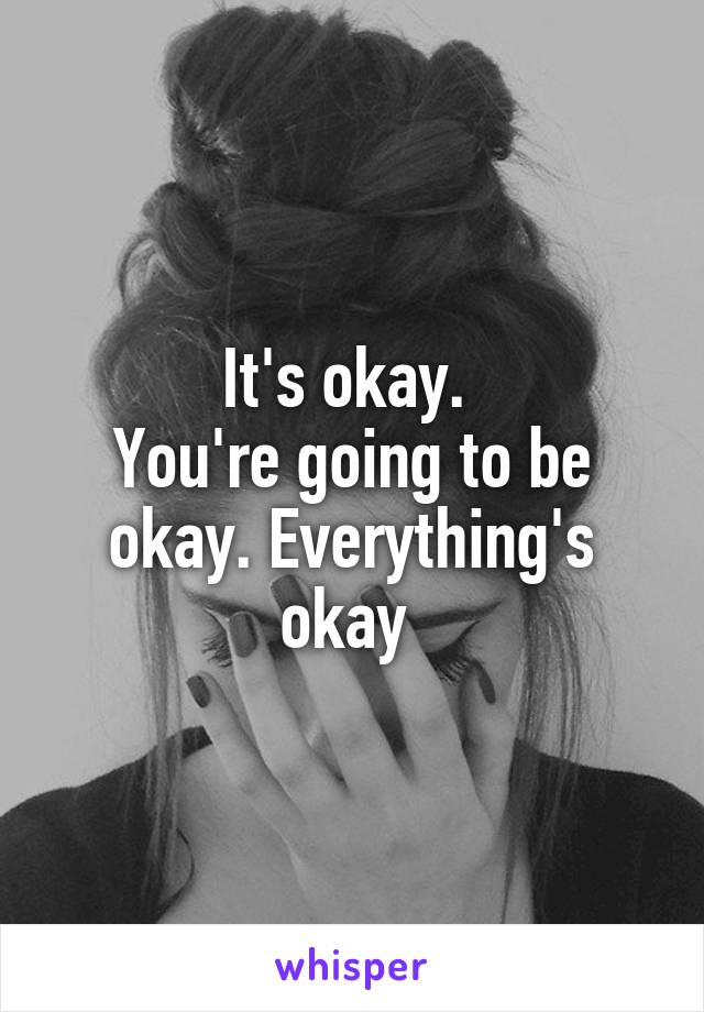 It's okay. 
You're going to be okay. Everything's okay 