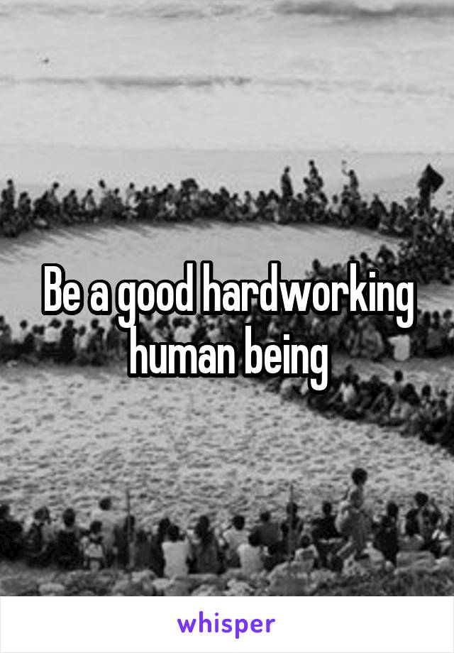 Be a good hardworking human being