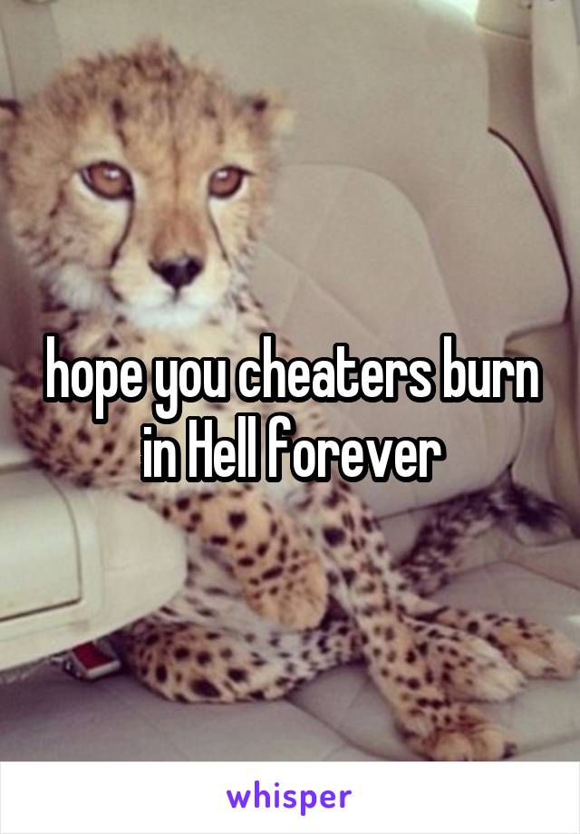 hope you cheaters burn in Hell forever