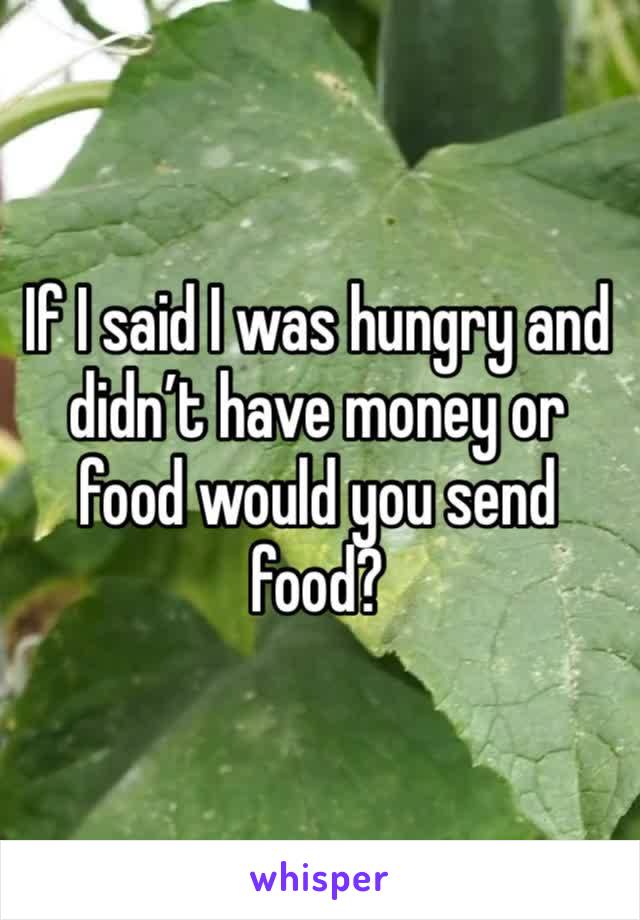If I said I was hungry and didn’t have money or food would you send food?
