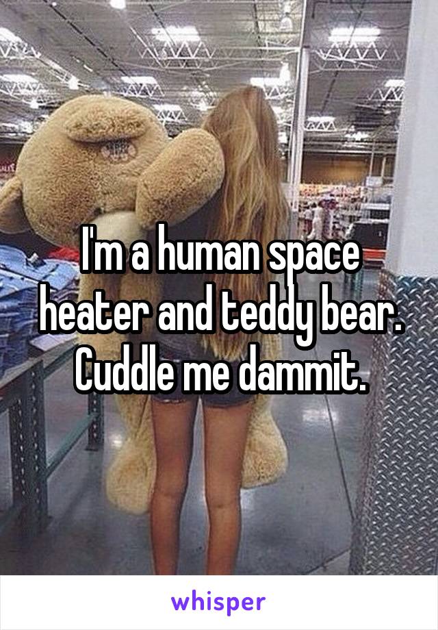 I'm a human space heater and teddy bear. Cuddle me dammit.