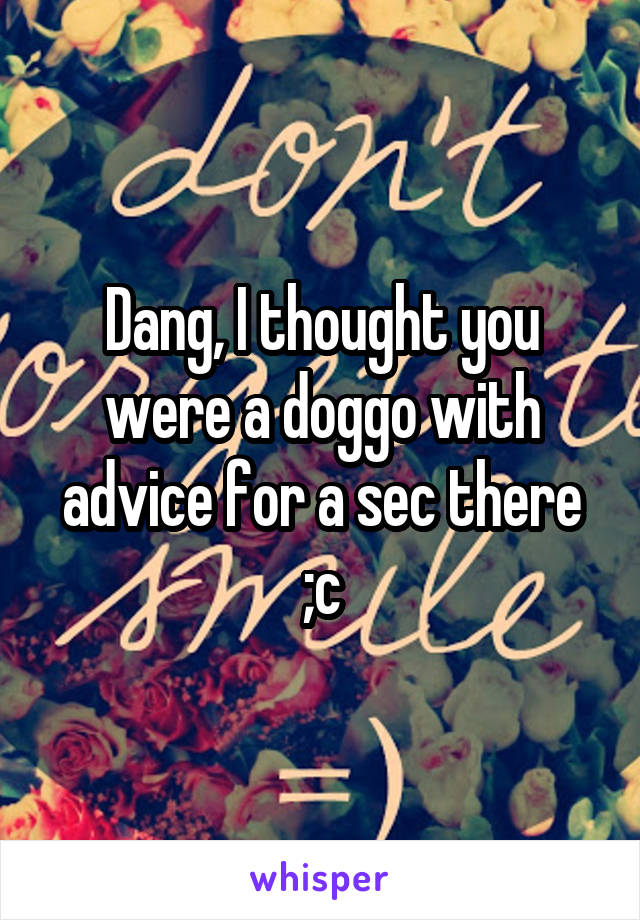 Dang, I thought you were a doggo with advice for a sec there ;c