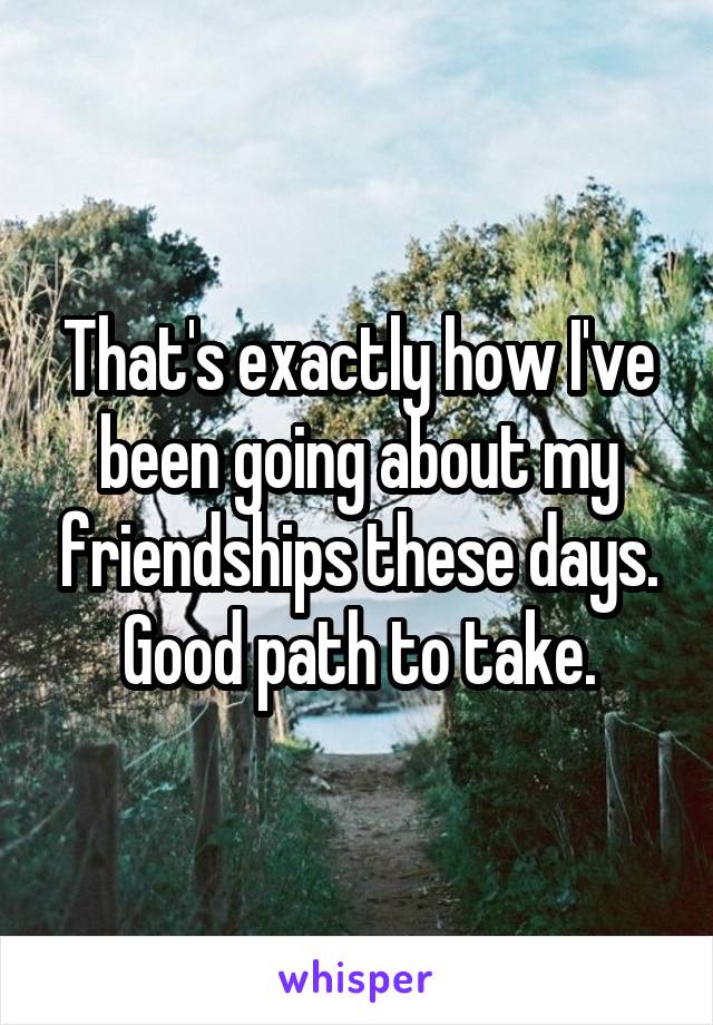 That's exactly how I've been going about my friendships these days. Good path to take.