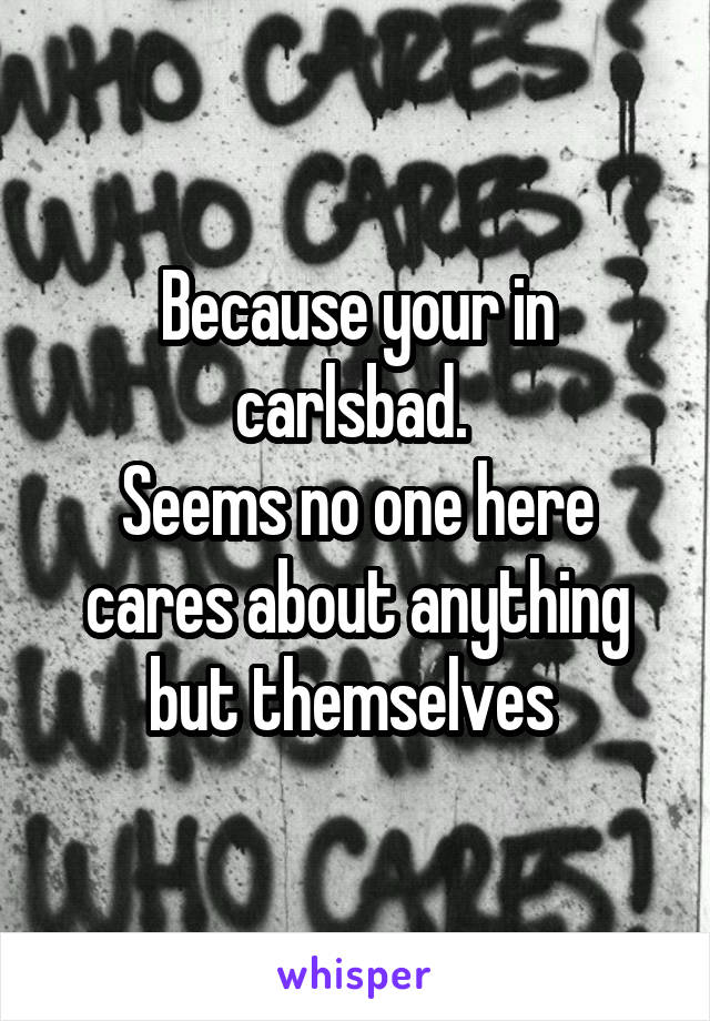 Because your in carlsbad. 
Seems no one here cares about anything but themselves 