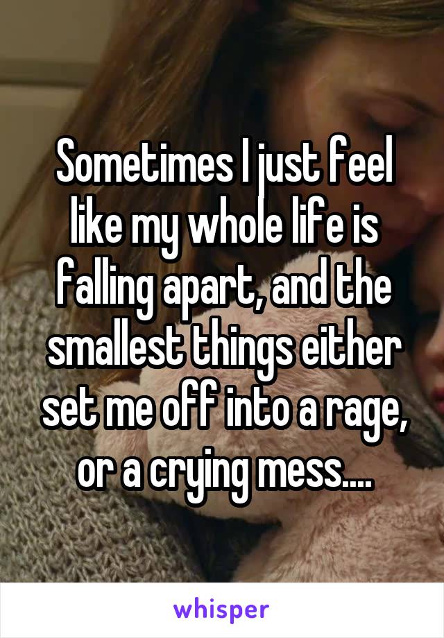 Sometimes I just feel like my whole life is falling apart, and the smallest things either set me off into a rage, or a crying mess....