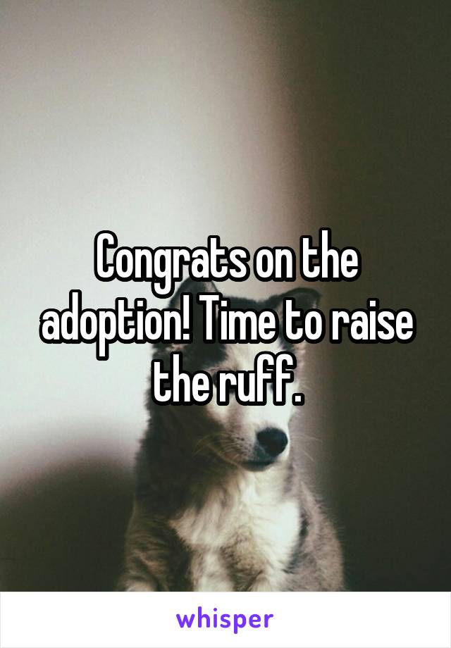 Congrats on the adoption! Time to raise the ruff.