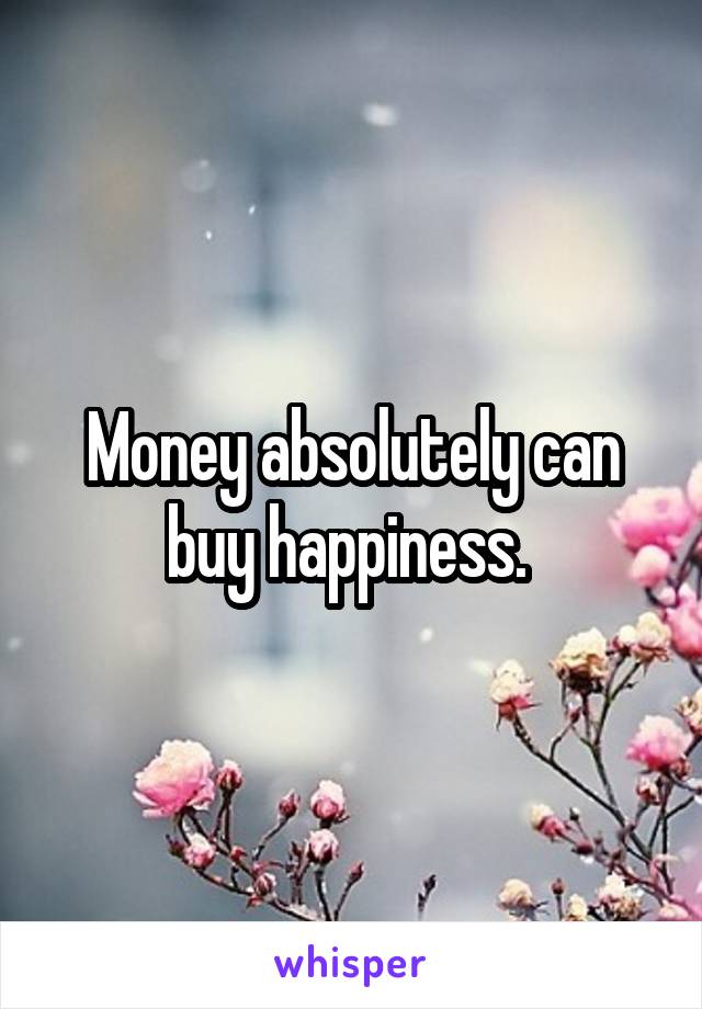 Money absolutely can buy happiness. 
